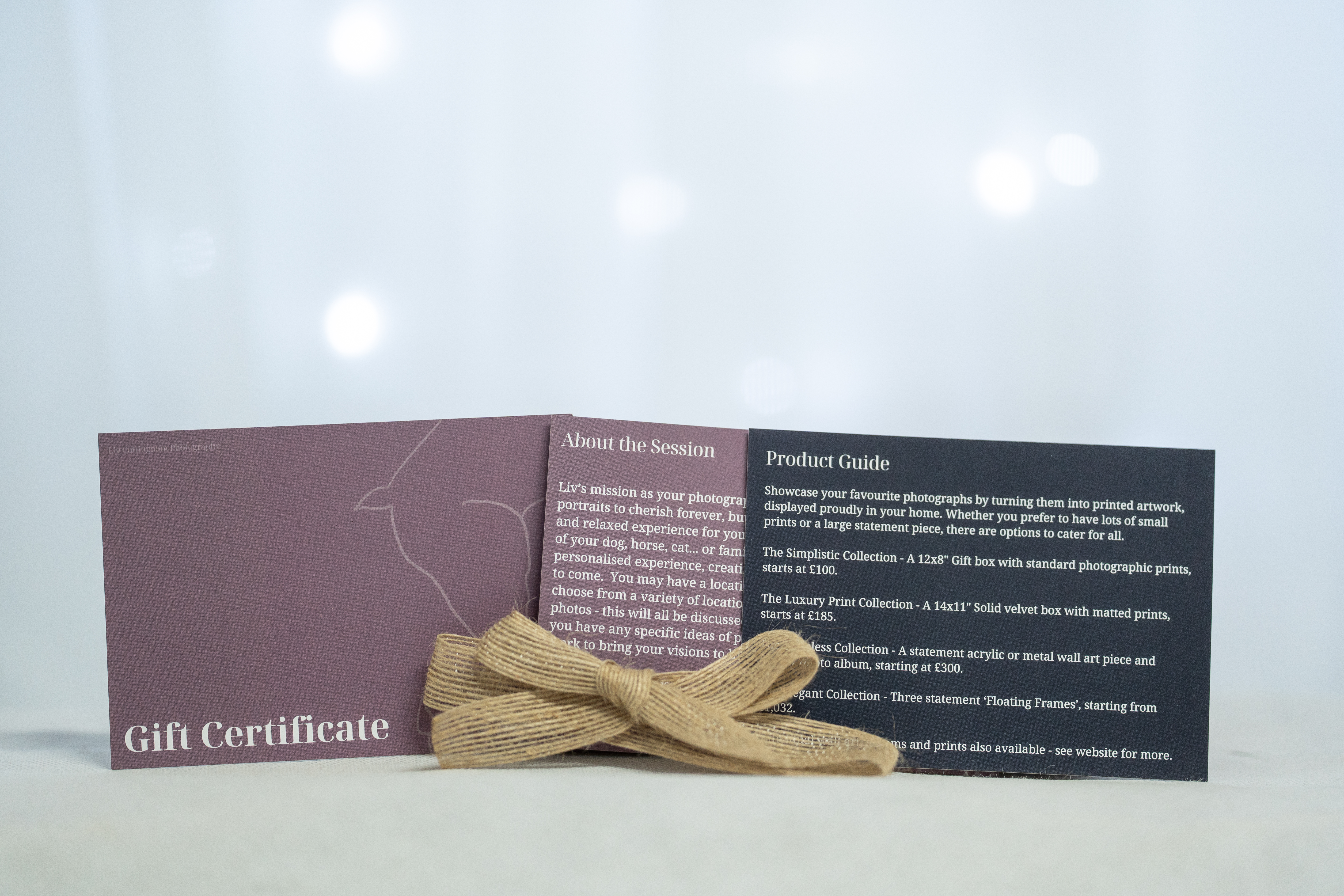Dog photography gift certificate